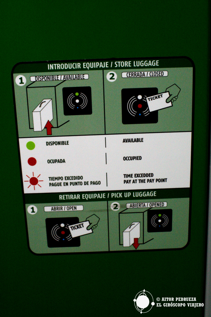 Instrucciones de la consigna de la Estación de Atocha