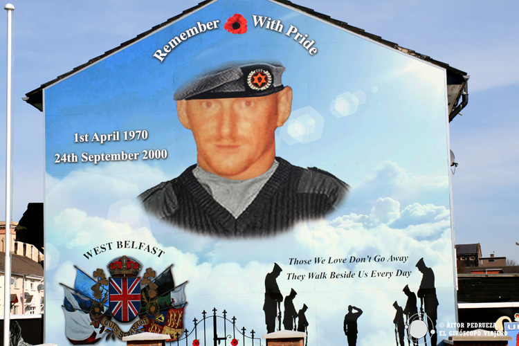 Mural Unionista de soldado muerto en el conflicto