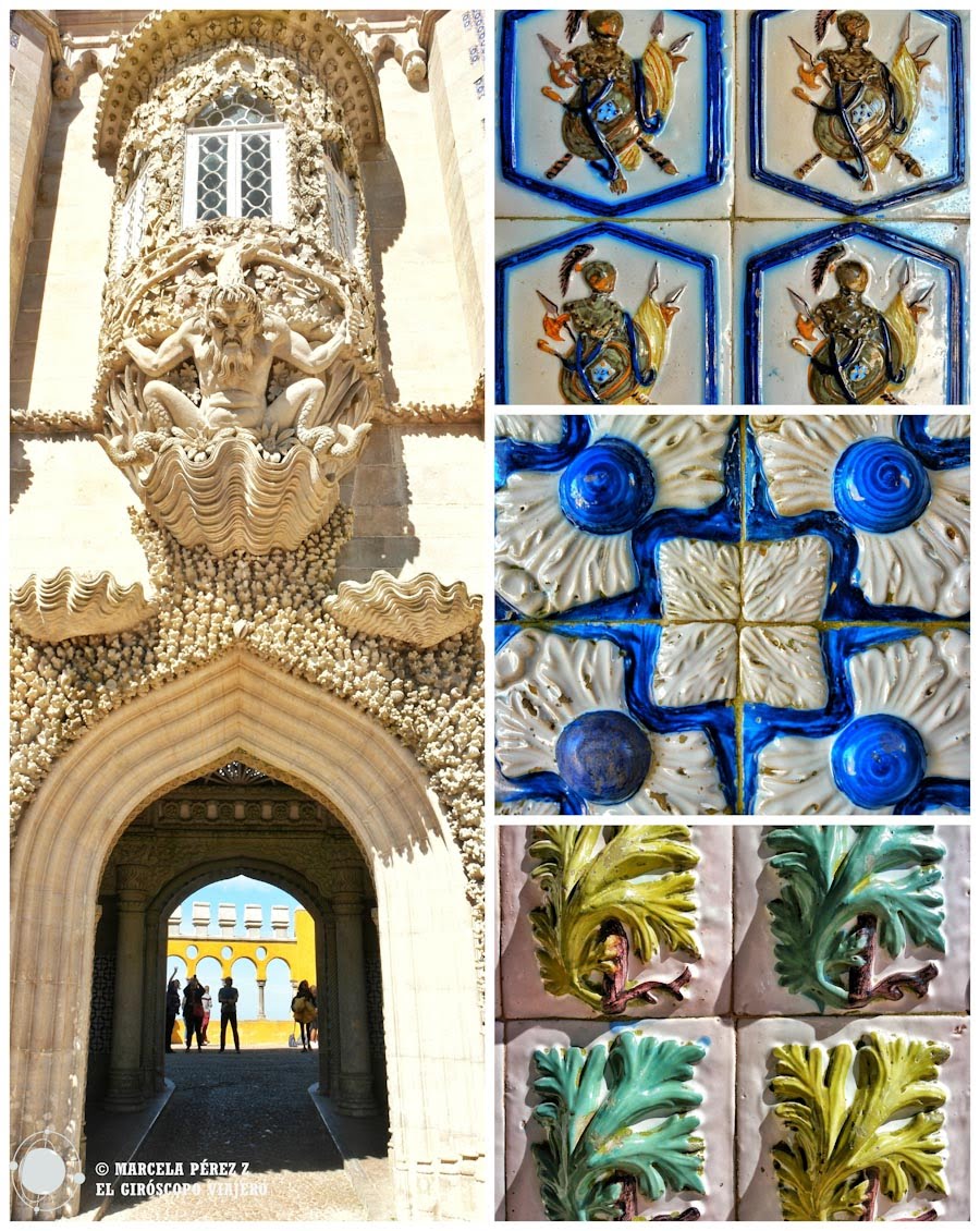 Tritón en en la puerta de entra al balcon y motivos de cerámica al cruzal el portal ©Marcela Pérez Z.