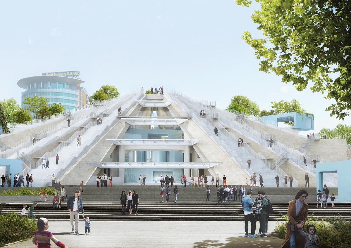Diseño del futuro proyecto de la pirámide de Tirana