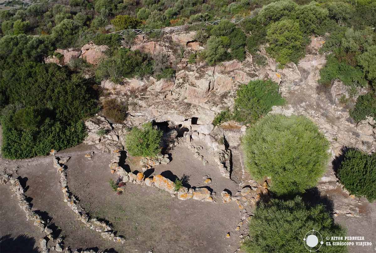 La necrópolis de Montessu a vista de drone