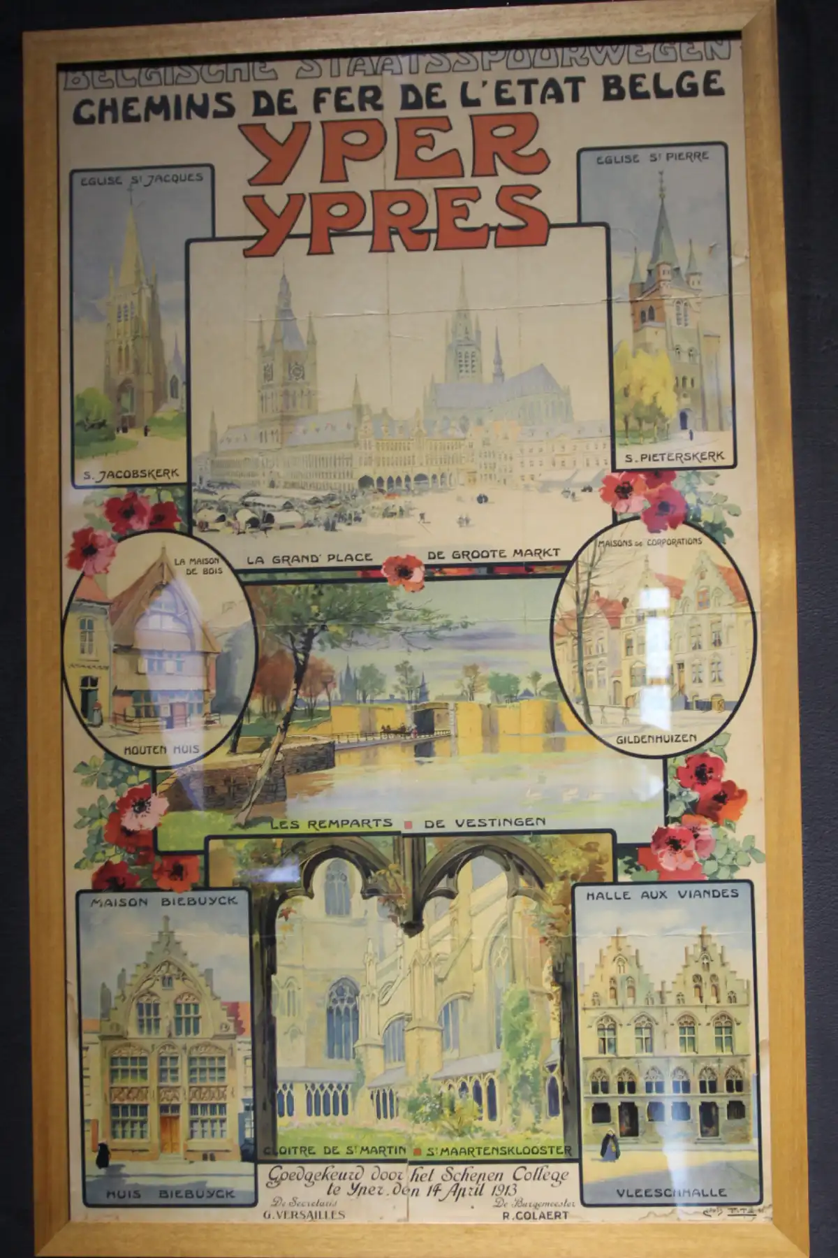 Cartel turístico de Ypres antes de la Primera Guerra Mundial